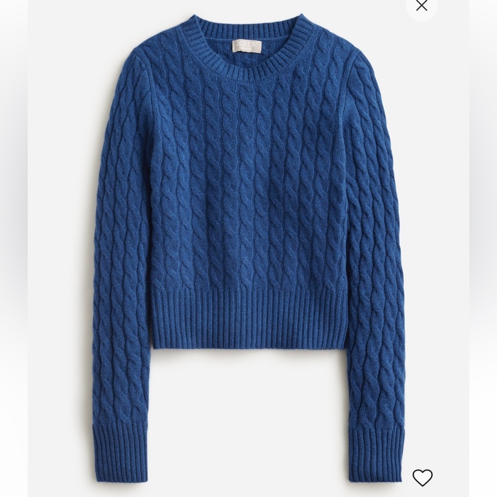 Jcrew Shrunken Cashmere Cable Knit Sweater